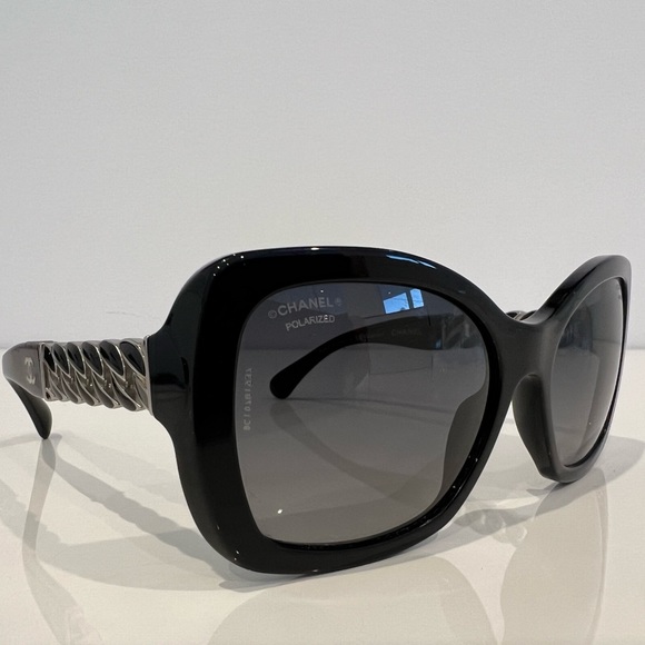 CHANEL INTERLOCKING CC BLACK AND SILVER GRADIENT SUNGLASSES NEW IN BOX! - Picture 11 of 17